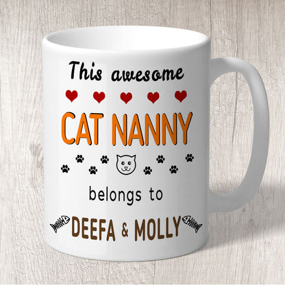 This Awesome Cat Nanny Belongs to (cat names) Mug