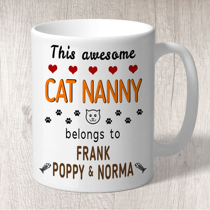 This Awesome Cat Nanny Belongs to (cat names) Mug